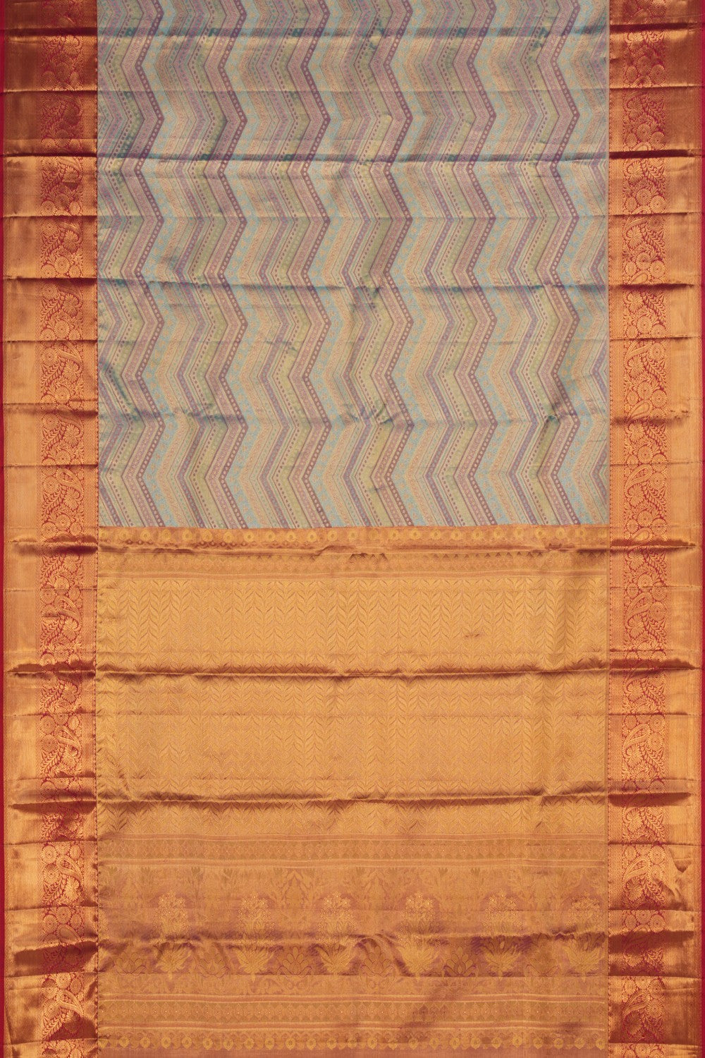 Image of Kanchipattu Tissue Brocade Chevron Pattern Saree